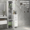 Tall Bathroom Cabinet, High Gloss Storage Cabinet with Doors and Adjustable Shelves, 11.8