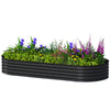6' x 3' x 1' Large Outdoor Planter Box, Galvanized Raised Garden Bed with Metal Plant Stake, Silver, Black