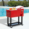 80 Quart Rolling Cooler Cart Portable Patio Ice Beer Beverage Cooling Bin w/ Bottle Opener & Storage Shelf