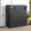 58 Gallon Double Outdoor Garbage Bin with Dual Lid, Plastic Outdoor Waste Trash Can with Ash Holder and Drip Trays