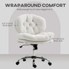 Computer Desk Chair, Armless Office Chair with Wide Padded Seat and Adjustable Height, Cream White