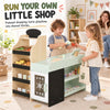 Kids Grocery Store Playset, Wooden Play Store with Play Food, Cash Register, Chalkboard, 44 Accessories for Ages 3-6