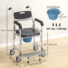 3-in-1 Shower Commode Wheelchair, Transport Beside Commode Chair with Padded Seat for the Elderly, Disabled