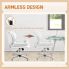 Criss Cross Chair, Armless Wide Office Chair with Leathaire Upholstery, Tilting, No Wheels, White