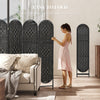 Bohemian Privacy Screen, Folding Room Divider with 4 Panels and Arched Top for Bedroom Living Room Office, Black