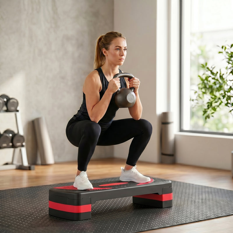 Adjustable Aerobic Stepper, Exercise Step Platform, Step Exercise Trainer, Workout Fitness Yoga Risers, 4