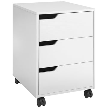 3 Drawer File Cabinet, Mobile Vertical Filing Cabinet with Wheels, Printer Stand with Storage for Home Office, White