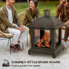 Wood-Burning Fire Pit, Chimney Style Firepit with Poker, 26