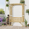 Garden Arch with 2 Person Bench, Wooden Garden Arbor Archway Trellis for Climbing Plants, Lawn, Backyard Decor, Natural