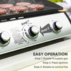 Propane Gas Grill with 3 Main Burners, 8530 BTU Outdoor BBQ Grill Cart with Non-Stick Griddle and Lid, Black