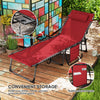 Folding Lounge Chair, Outdoor Chaise Lounge Tanning Chair with Adjustable Back, Side Table, Headrest, Red