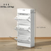 3 Flip Drawer Shoe Cabinet, Marble-Effect Narrow Shoe Storage Cabinet with Top Drawer and Adjustable Shelves, White