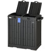 58 Gallon Double Outdoor Garbage Bin with Dual Lid, Plastic Outdoor Waste Trash Can with Ash Holder and Drip Trays