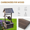 Wooden Well Wishing Fountain Outdoor with Electric Pump Water Bucket for Patio Garden Carbonized