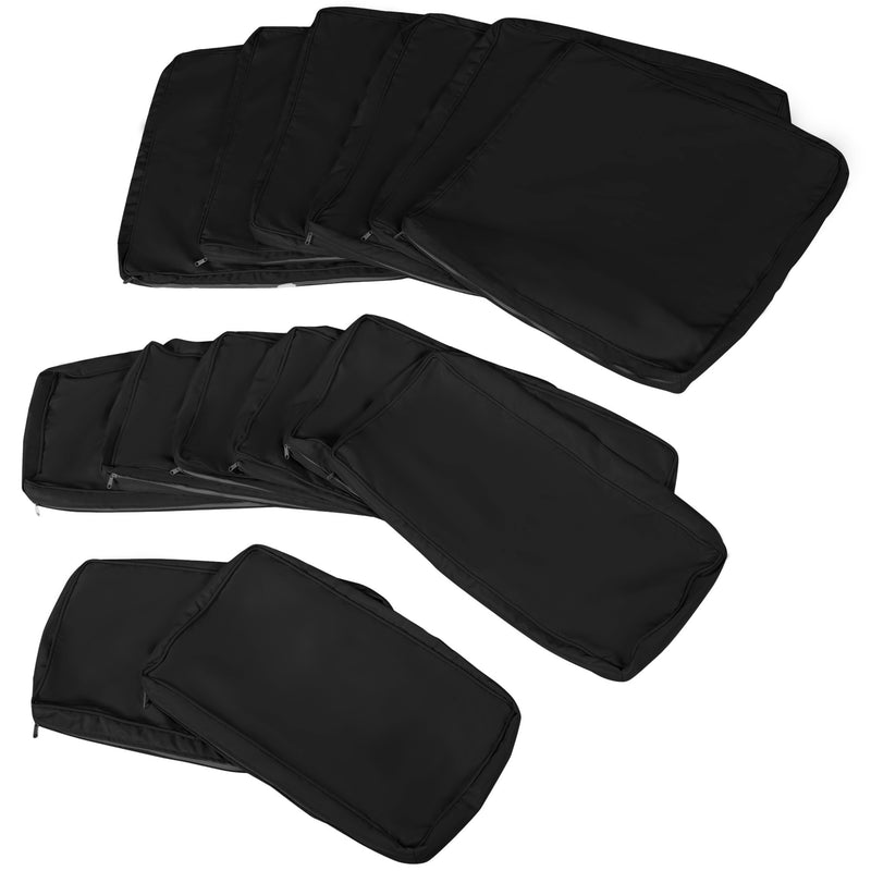 Outdoor 14pc Patio Rattan Sofa Set Cushion Polyester Cover Replacement Set - No Cushion Included, Black