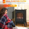 Electric Fireplace Stove, Freestanding Fireplace Heater with Realistic Flame, Adjustable brightness, Overheating Safety System, Black