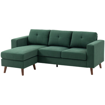 Sectional Sofa with Changeable Chaise Lounge, 3 Seat L-Shaped Sofa, Upholstered Couch for Small Space