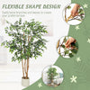 5FT Artificial Banyan Tree Set of 2, Fake Potted Tree with Solid Wood Trunk and Pot for Indoor