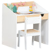 2 Pieces Kids Desk and Chair Set with Storage Pull-Out Drawer for 6-10 Years, Writing, Reading, Drawing