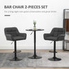 Swivel Barstools Set of 2 Adjustable Bar Stools with Footrest Armrests and PU Leather Back for Dining Room Black, Grey