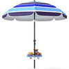 Beach Umbrella Adjustable Tilt Sunshade with Foldable Table Cup Holder 78