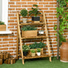 Outdoor Plant Stand, Foldable Flower Stand 3-Tier Wooden Plant Shelf for Garden Indoor Outdoor, 24
