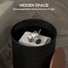 Round Side Table Set of 2, Nesting Coffee Tables w/ Wooden Lid, Metal Frame and Hidden Storage Space for Bedroom, Black