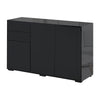 Kitchen Sideboard Storage Cabinet, Modern Coffee Bar with Push-Open Design and 2 Drawers for Living Room, Black