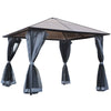 10' x 13' Hardtop Gazebo Aluminum Framed Marquee Party Tent Shelter with Mesh Curtains & Side Walls - Grey