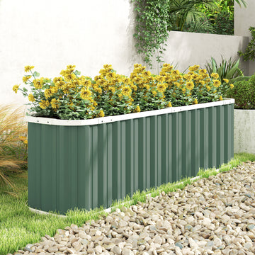 Galvanized Raised Garden Bed, Deep Root Planter Box, Outdoor Garden Bed with Plant Labels, 7' x 2' x 2', Light Green