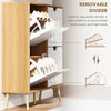 Shoe Storage Cabinet with 4 Flip Drawers and Adjustable Shelf, Shoe Cabinet for 8-16 Pairs of Shoes, Natural