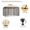 10x10ft Patio Gazebo, Outdoor Double Top Pavilion Canopy, Garden Event Party Tent Shelter, Yard Sun Shade Steel Frame w/ Mosquito Netting and Storage Tray