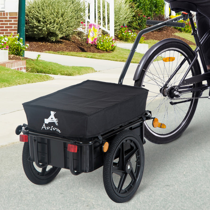 Aosom Multi-Functional Bike Trailer Steel Large Bike Luggage Cart Carrier Black