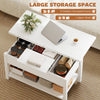Lift Top Coffee Table with Storage and Hidden Compartment, Modern Convertible Center Table for Living Room, White