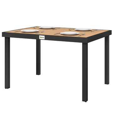 Aluminum Outdoor Dining Table for 6, Patio Rectangular Table, 47.2