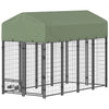 8' x 4' x 6' Outdoor Dog Kennel, Dog Kennel Outside Run with 360° Rotating Bowls, Waterproof & UV Resistant Cover