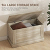 31.5 Inches Storage Chest, Storage Trunk with Safety Hinge, Wooden Box for Living Room, Natural Wood Grain