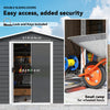 8' x 7' Outdoor Storage Shed, Galvanized Steel Metal Garden Shed with Lockable Doors, Floor Frame, Vents, Lock and Gloves for Backyard, Lawn, Patio, Dark Grey
