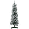 5ft Tall Pencil Artificial Christmas Tree, Holiday Décor with Snow Flocked Branches