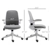360° Swivel Office Chair Task Chair, Breathable Fabric Computer Chair with Flip-up Arms and Adjustable Height, Grey