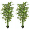 Set of 2 4.5FT Artificial Bamboo Tree Faux Decorative Plant in Nursery Pot for Indoor Outdoor Décor