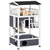 4-Floor Wood Outdoor Cat House Catio for Cats with Condo, Fun Entrances, Perch