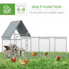 Walk In Chicken Run, Large Galvanized Chicken Coop, Hen Poultry House Cage, Rabbit Hutch Metal Enclosure w/ Water-Resist Cover for Outdoor Backyard Farm, 9.9' x 3.5' x 5.6'