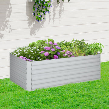 Galvanized Raised Garden Bed, Steel Outdoor Planters with Reinforced Rods, 71