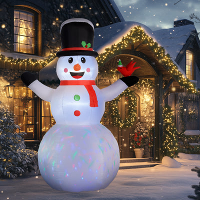 12FT Christmas Inflatable Decorations, Xmas Blow Up Snowman with Rotating Colorful LED Light for Indoor, Outdoor