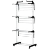 Foldable Clothes Drying Rack, 4-Tier Steel Laundry Rack for Drying Clothes with 2 Side Wings and 4 Castors, Indoor and Outdoor Use, Black