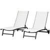 Outdoor Lounge Chair Set of 2, Tanning Chair with Wheels, Breathable Mesh for Patio, Backyard, Poolside