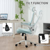 High Back Office Chair, Mesh Computer Chair with Rotatable Headrest, Lumbar Back Support, Adjustable Height, Light Blue