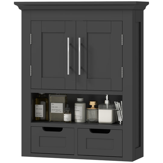 Bathroom Wall Cabinet, Medicine Cabinet, Toilet Storage Cabinet with Shelf for Living Room and Entryway, Black