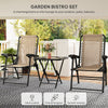 3 Pieces Patio Bistro Set, Outdoor Folding Table and Chairs Set, Metal Patio Furniture Set with Cup Holders, Khaki